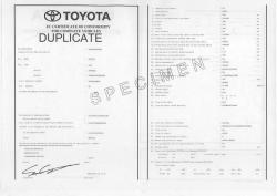 Certificat de conformité Toyota Gratuit