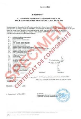 certificat de conformité