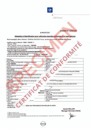 Certificat de conformité Opel Gratuit Certificat de conformité Opel Gratuit