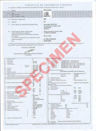 Certificat de conformité Européen COC Certificat de conformité Européen COC
