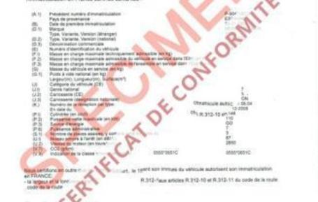 Certificat de conformité pour faire la carte grise ANTS Certificat de conformité pour faire la carte grise ANTS