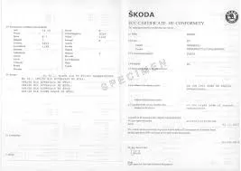 HOMOLOGATION : CERTIFICAT DE CONFORMITÉ SKODA HOMOLOGATION : CERTIFICAT DE CONFORMITÉ SKODA