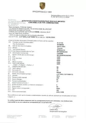 Immatriculation véhicule Porsche : le certificat de conformité européen Porsche Immatriculation véhicule Porsche : le certificat de conformité européen Porsche