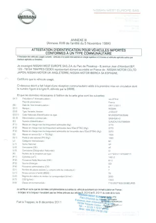 Qu'est-ce qu’un certificat de conformité Nissan Qu'est-ce qu’un certificat de conformité Nissan