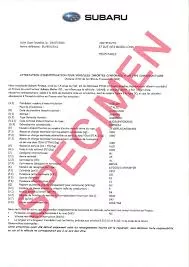 Qu'est-ce qu'un Certificat de Conformité Subaru Qu'est-ce qu'un Certificat de Conformité Subaru