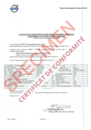 Service d'obtention de certificat de conformité pour voiture importée Service d'obtention de certificat de conformité pour voiture importée