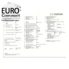 LE PRIX DU CERTIFICAT DE CONFORMITÉ EUROPÉEN MAZDA EST À 200 €